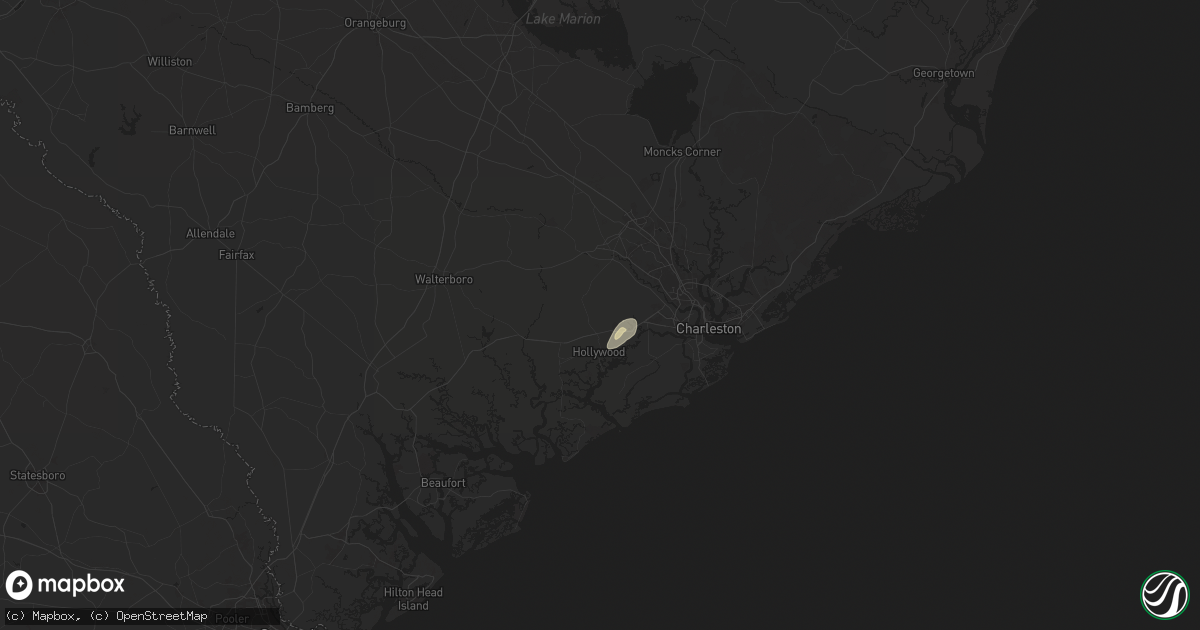 Hail map in Ravenel, SC on July 22, 2025