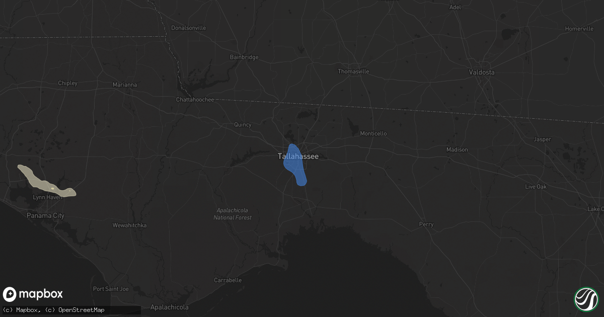 Hail map in Tallahassee, FL on July 22, 2025