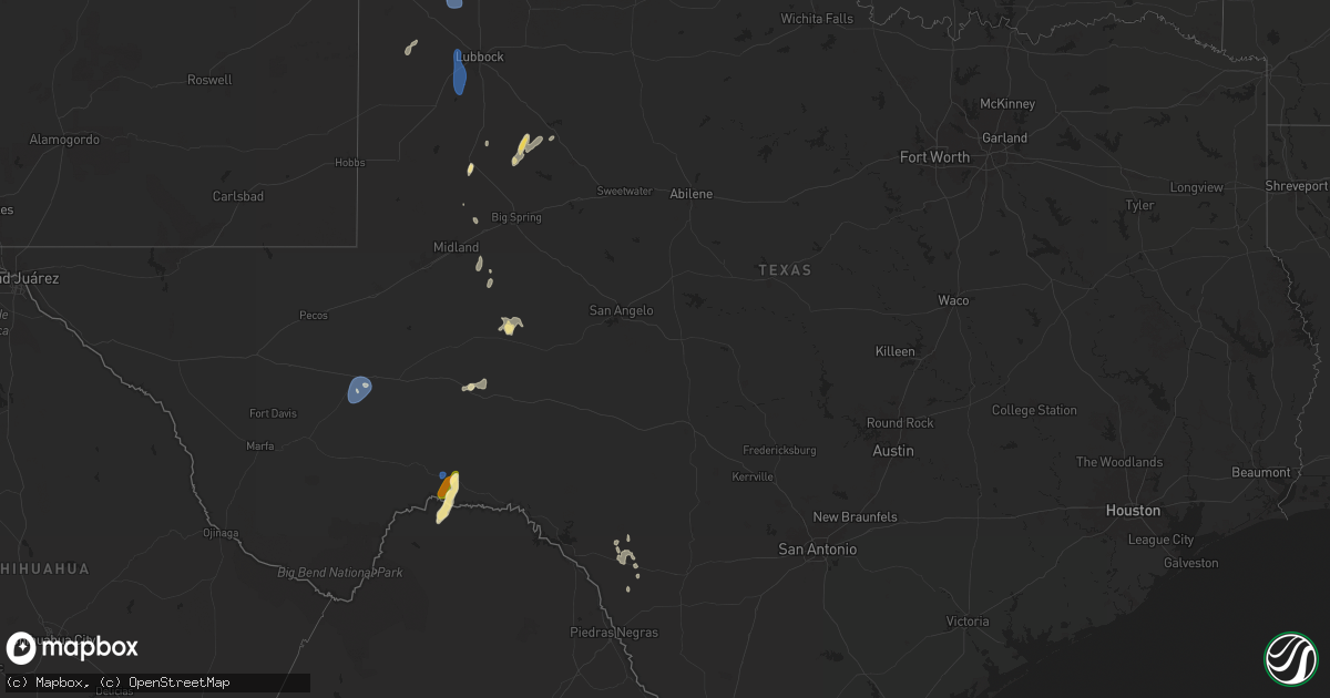 Hail map in Texas on July 22, 2025