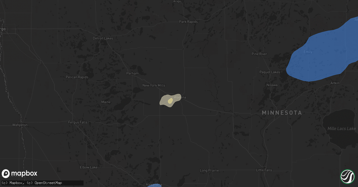 Hail map in Wadena, MN on July 22, 2025