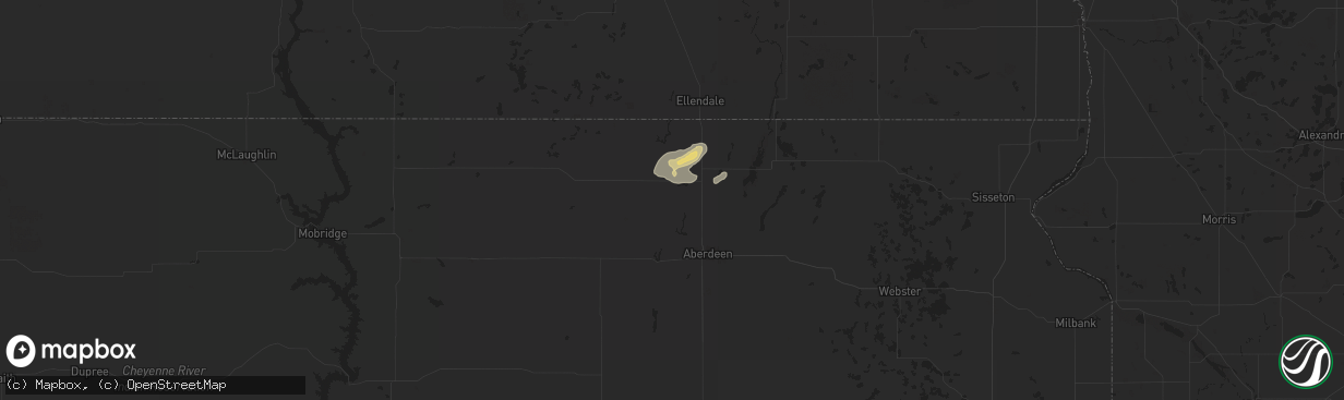 Hail map in Westport, SD on July 22, 2025