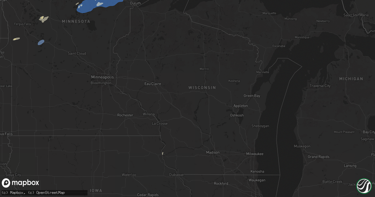 Hail map in Wisconsin on July 22, 2025