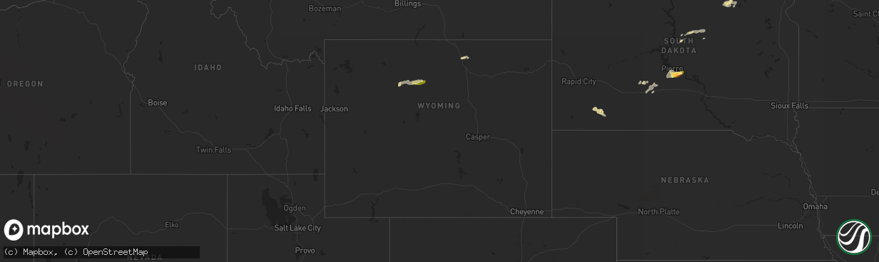 Hail map in Wyoming on July 22, 2025