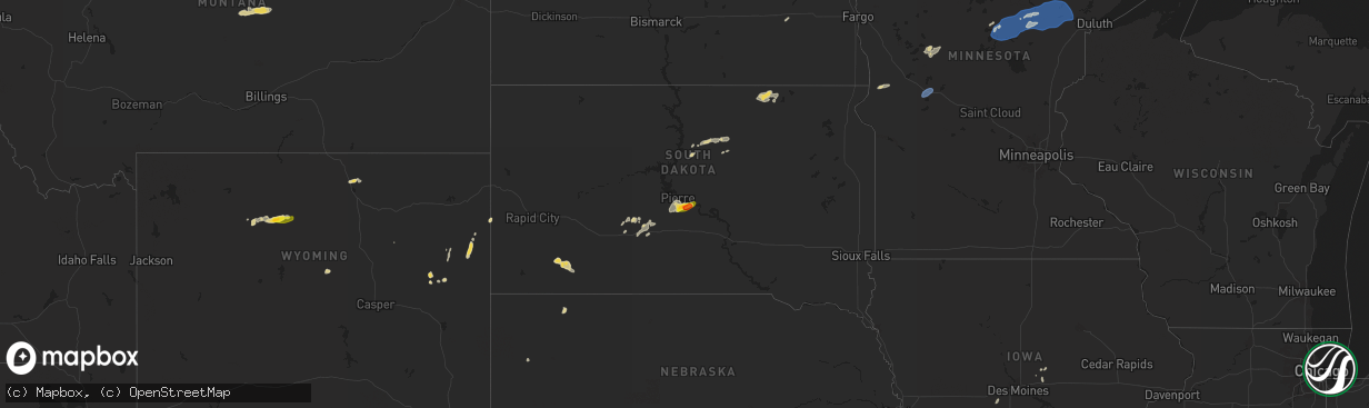 Hail map on July 22, 2025