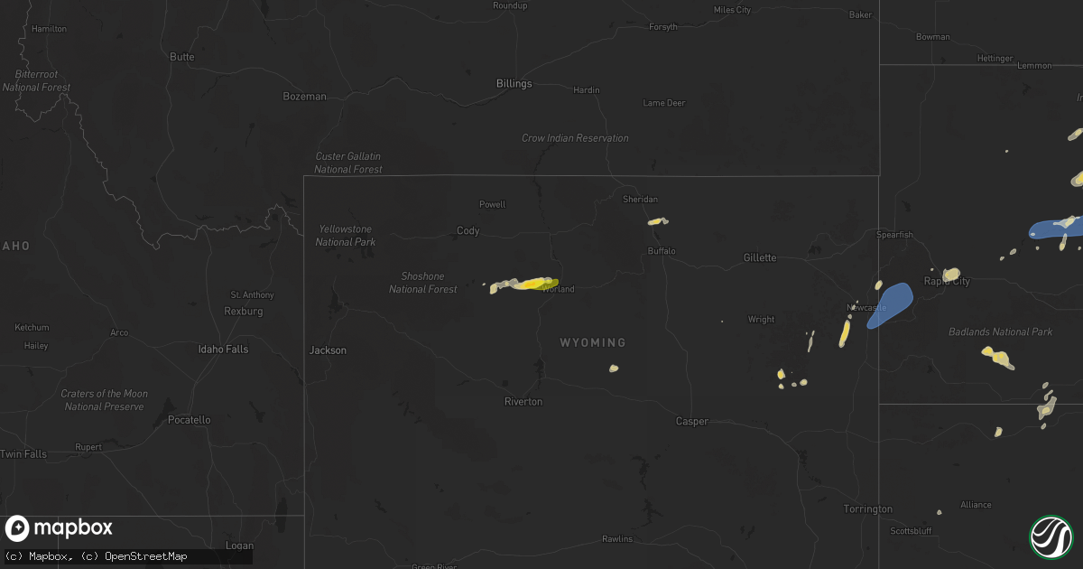 Hail map on July 22, 2025