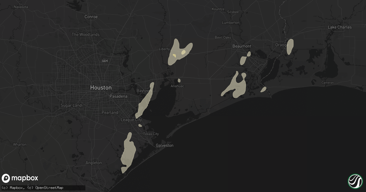 Hail map in Anahuac, TX on July 22, 2026