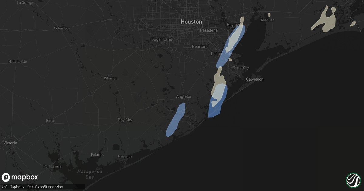Hail map in Angleton, TX on July 22, 2026