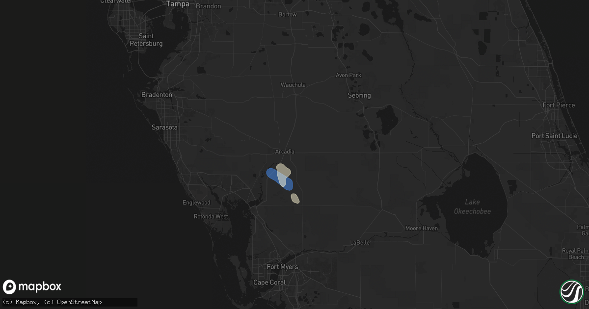 Hail map in Arcadia, FL on July 22, 2026