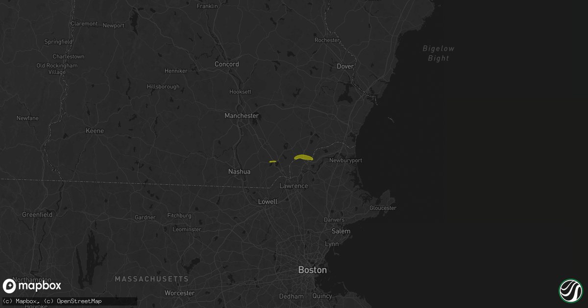 Hail map in Atkinson, NH on July 22, 2026