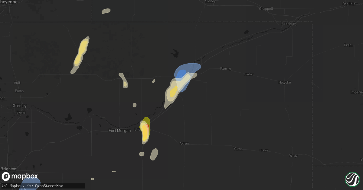 Hail map in Atwood, CO on July 22, 2026