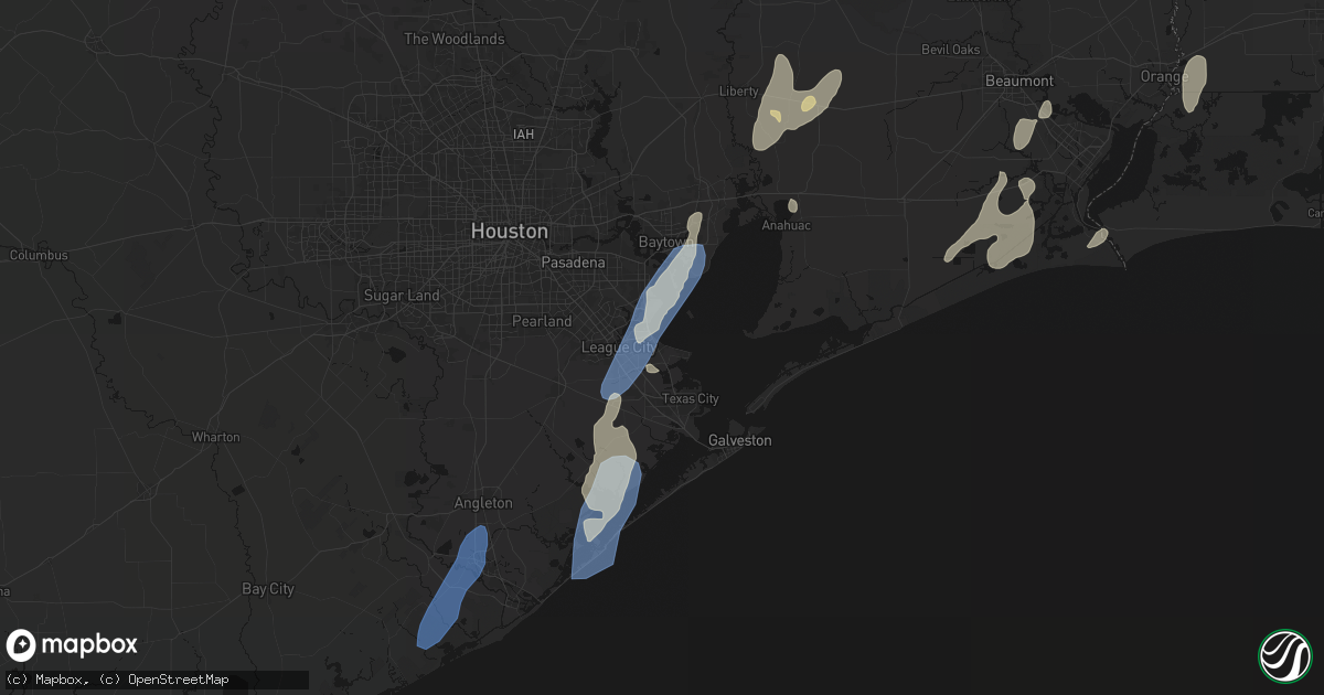 Hail map in Bacliff, TX on July 22, 2026