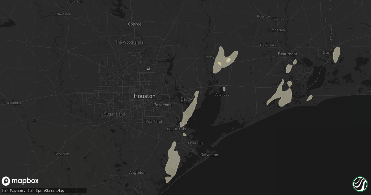 Hail map in Baytown, TX on July 22, 2026