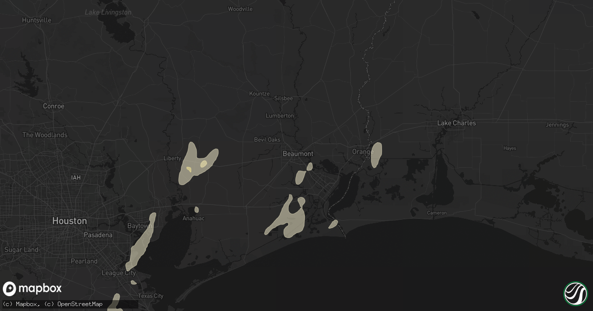 Hail map in Beaumont, TX on July 22, 2026