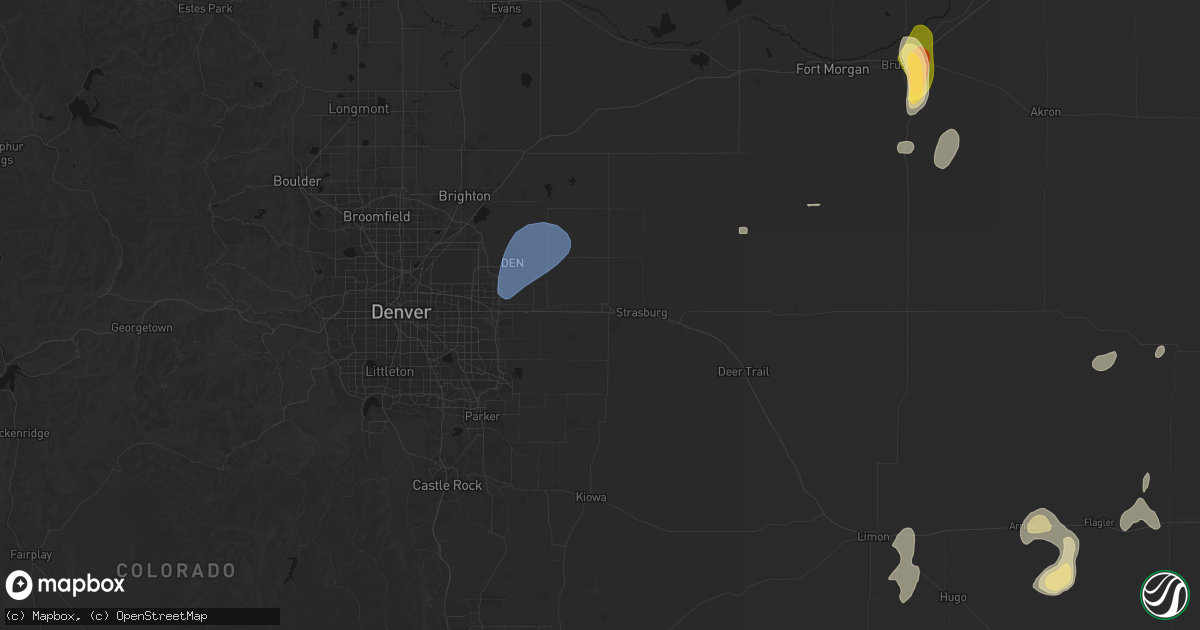 Hail map in Bennett, CO on July 22, 2026