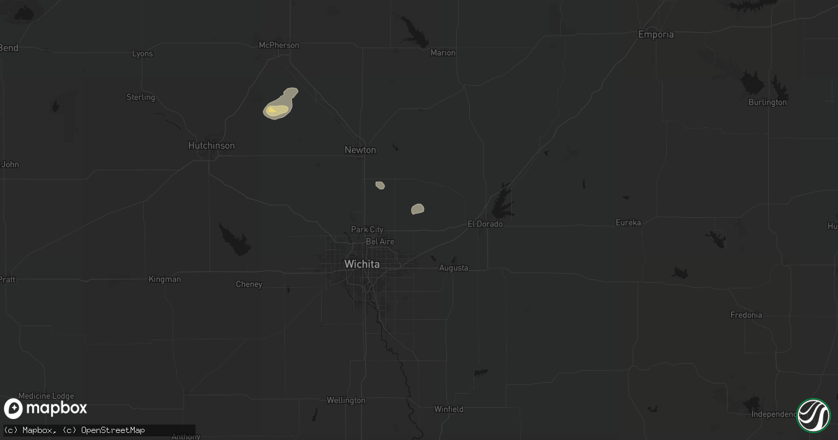 Hail map in Benton, KS on July 22, 2026