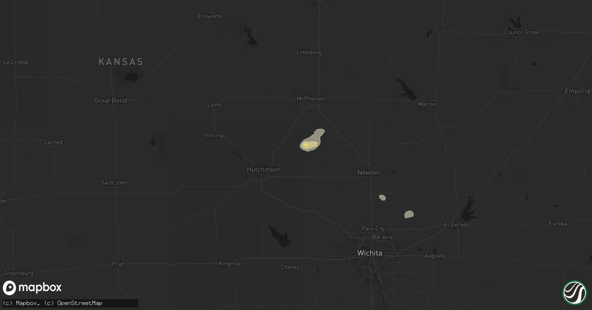Hail map in Buhler, KS on July 22, 2026