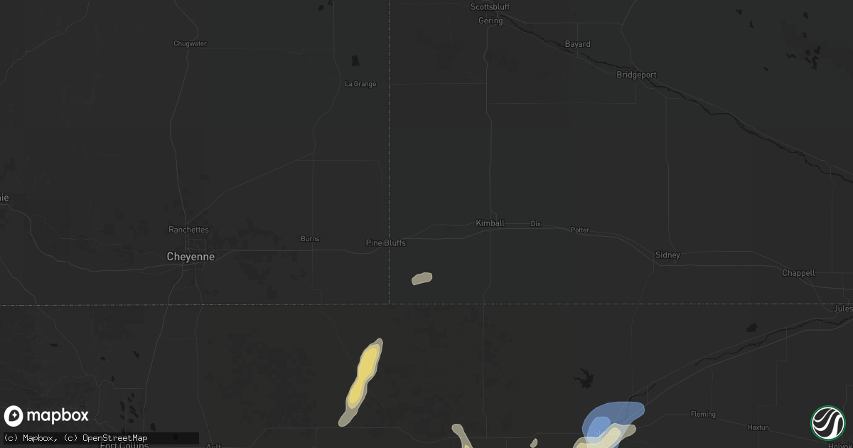 Hail map in Bushnell, NE on July 22, 2026