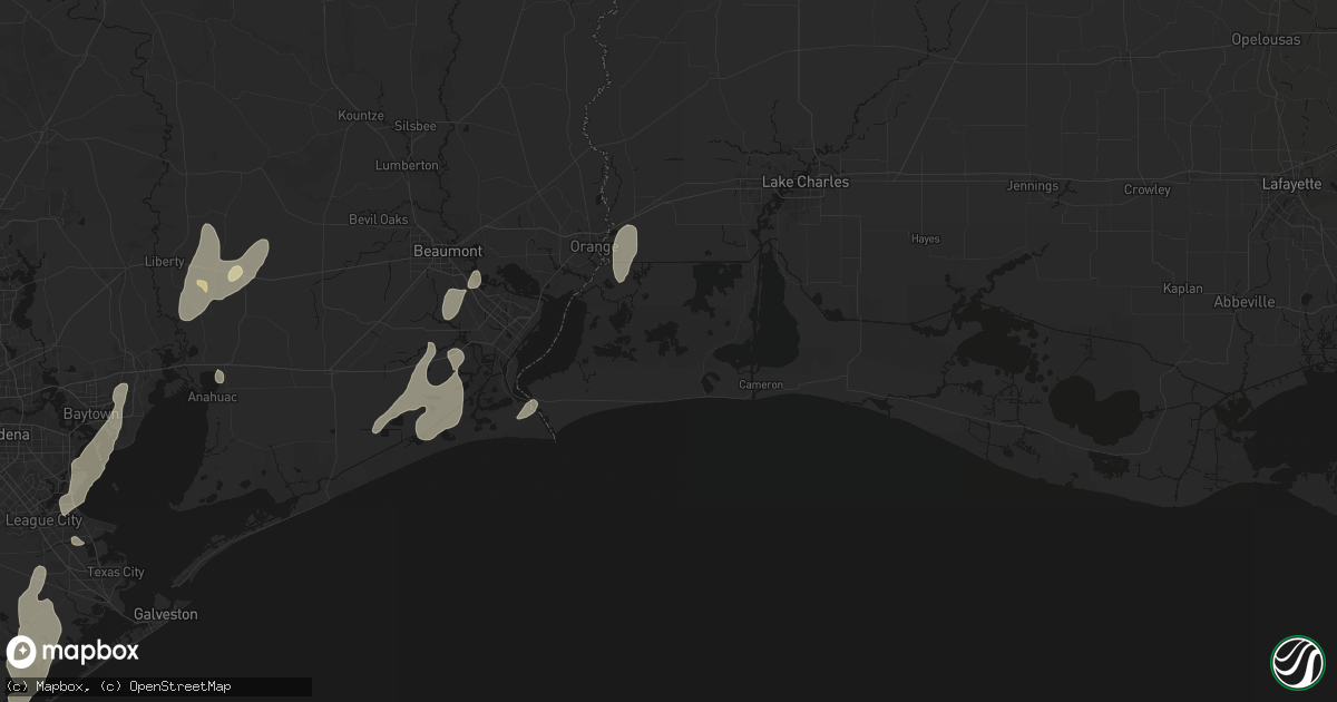 Hail map in Cameron, LA on July 22, 2026