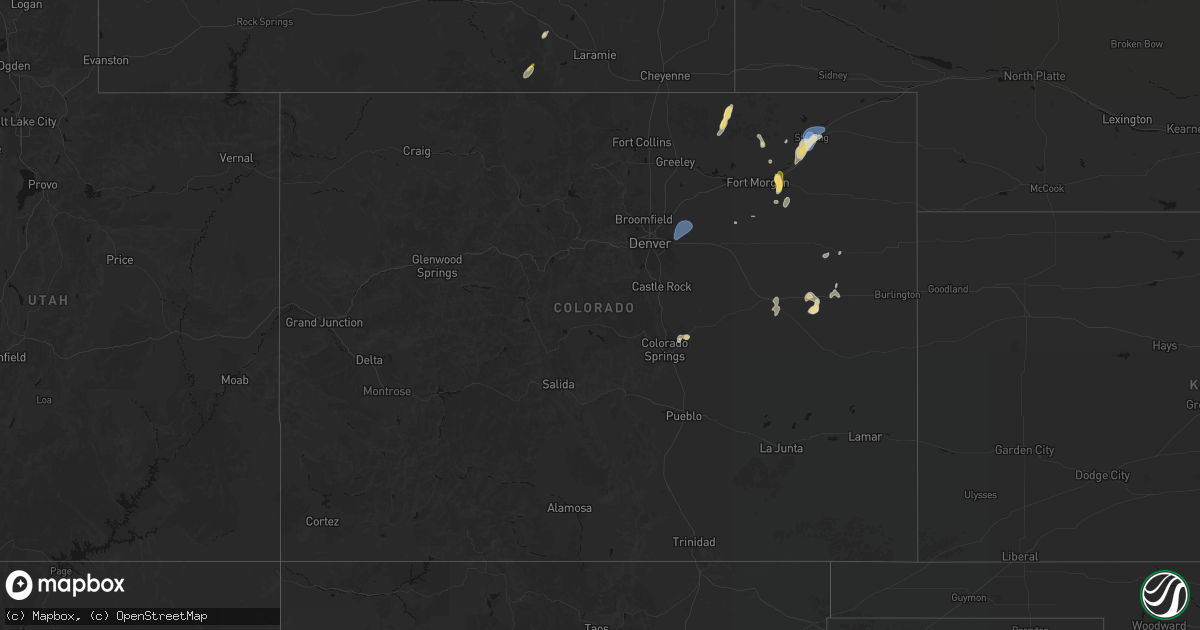Hail map in Colorado on July 22, 2026