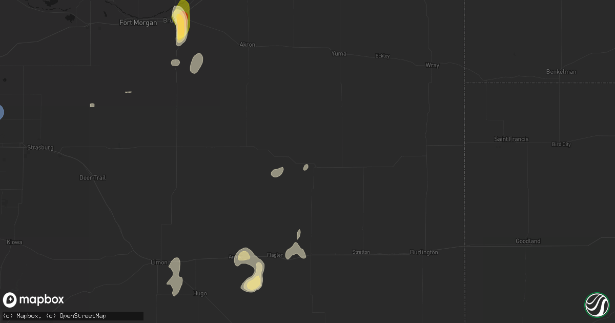 Hail map in Cope, CO on July 22, 2026