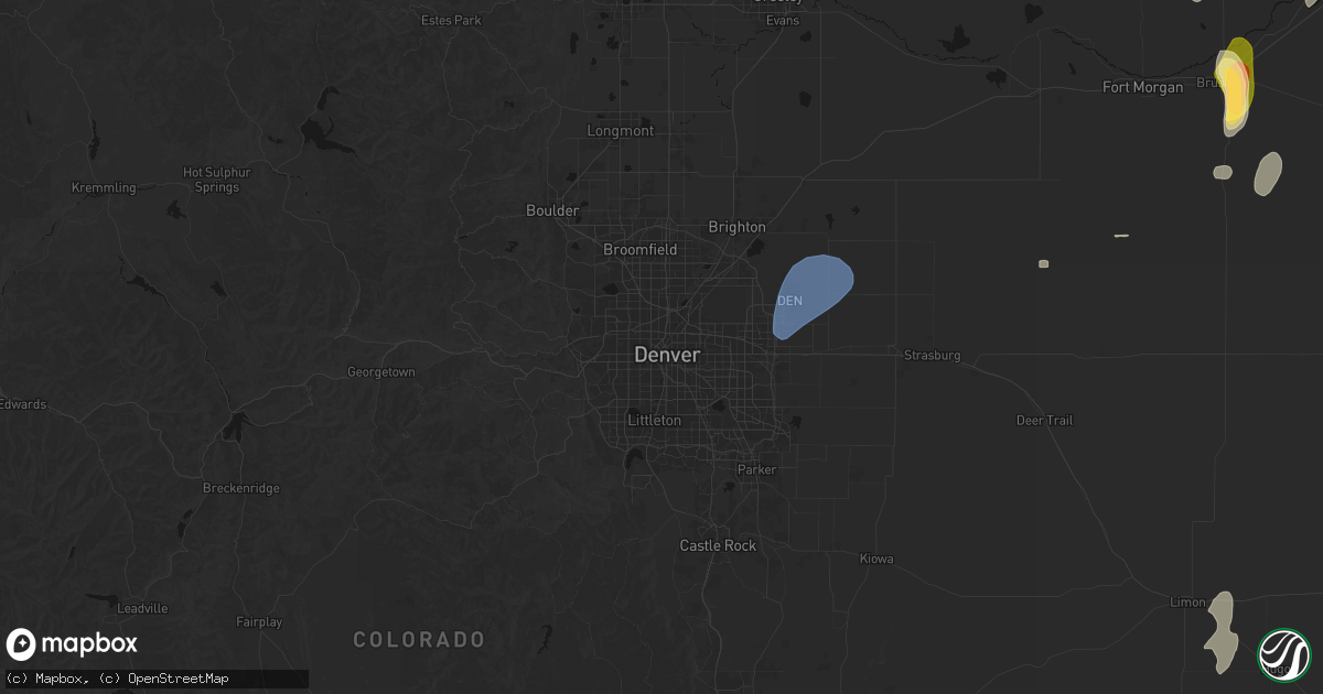 Hail map in Denver, CO on July 22, 2026