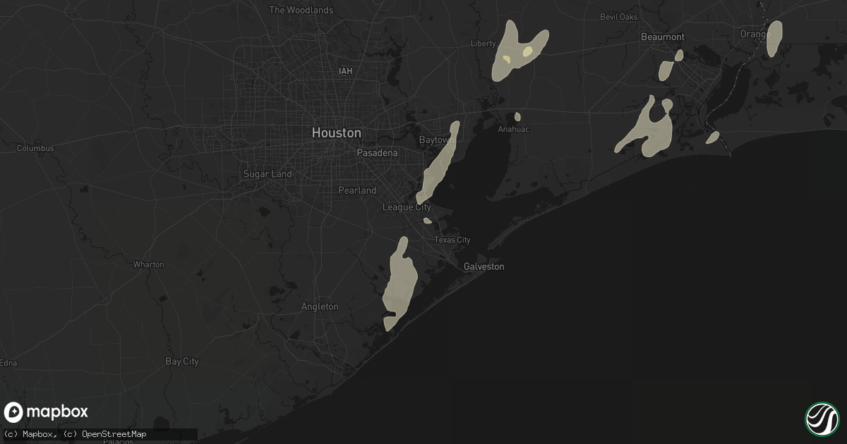Hail map in Dickinson, TX on July 22, 2026