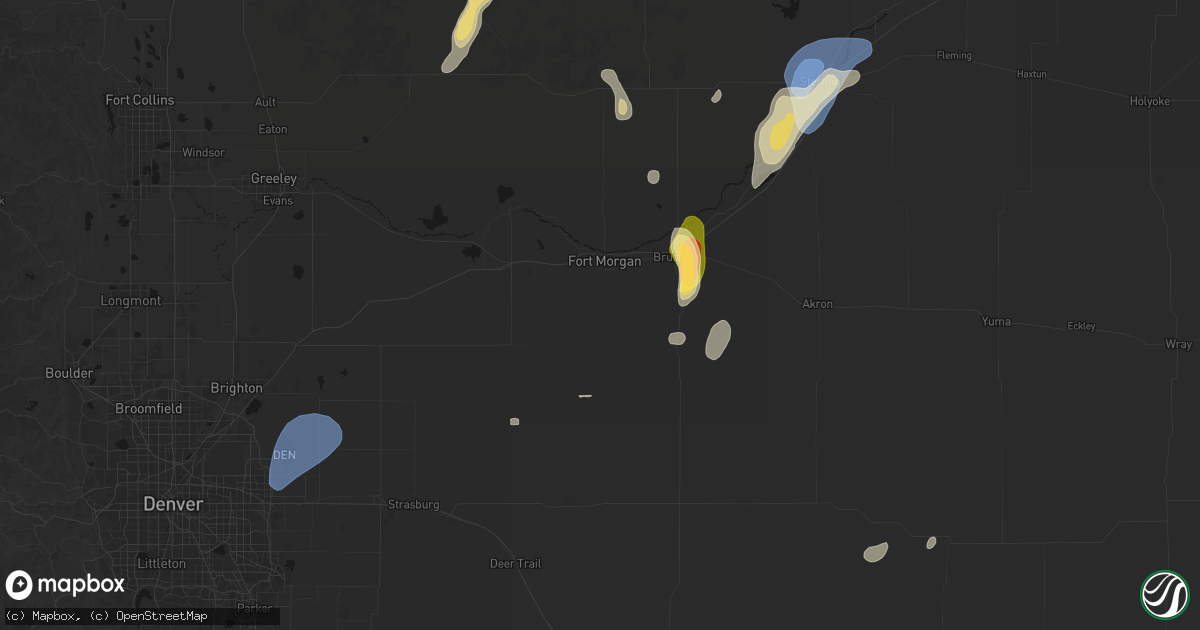 Hail map in Fort Morgan, CO on July 22, 2026