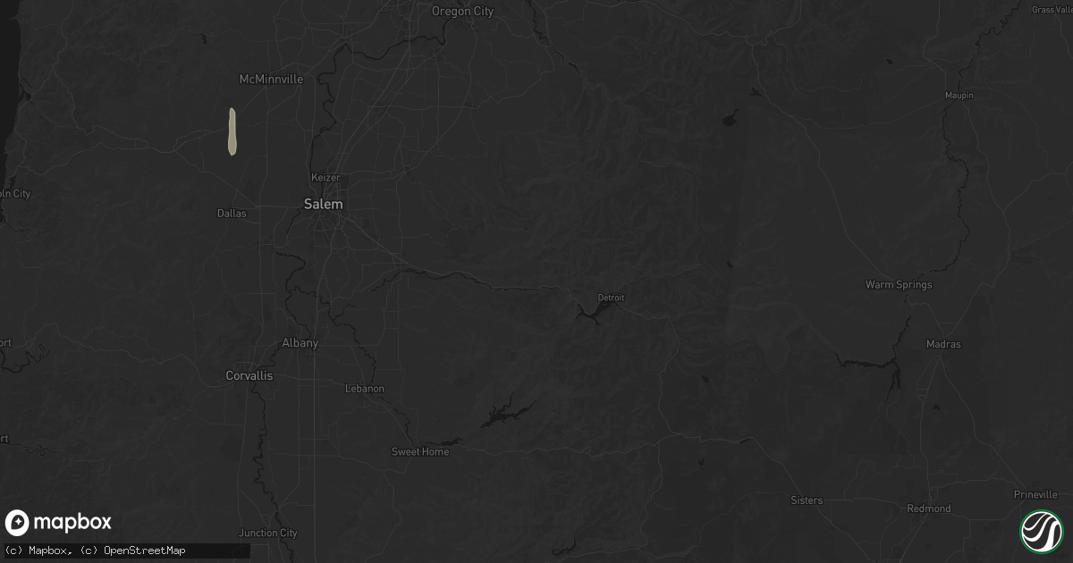 Hail map in Gates, OR on July 22, 2026