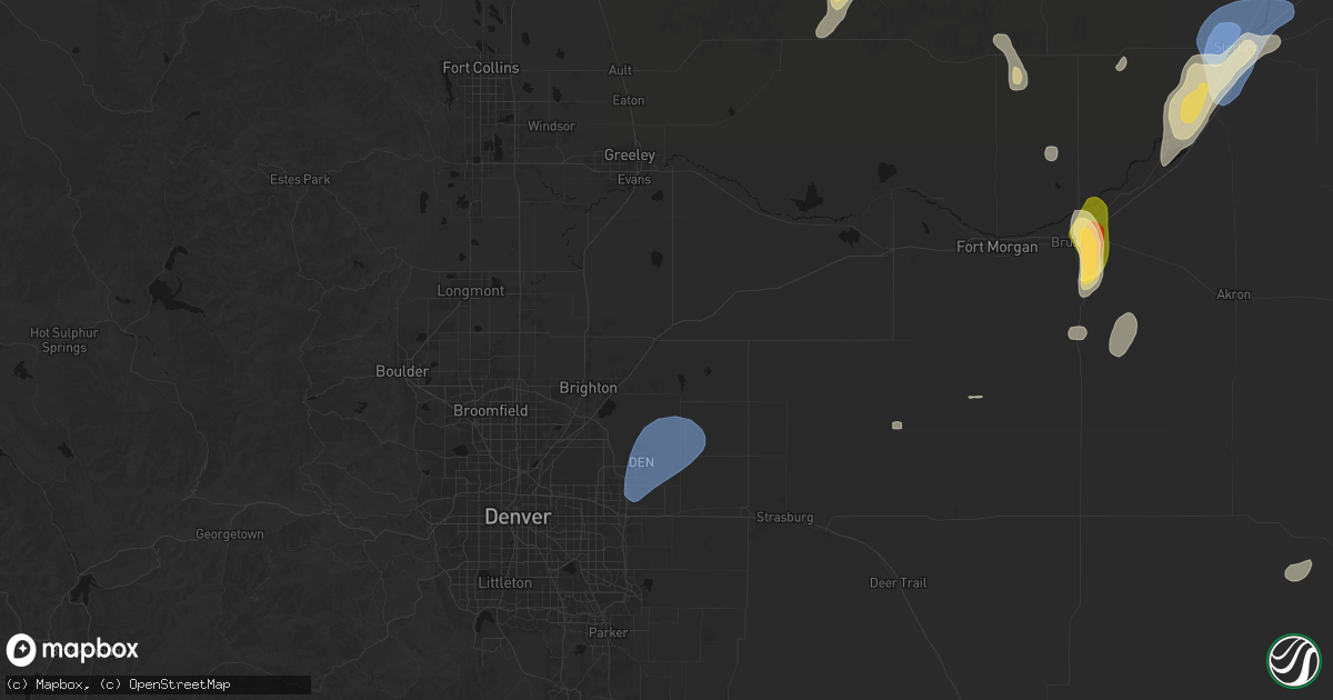 Hail map in Hudson, CO on July 22, 2026