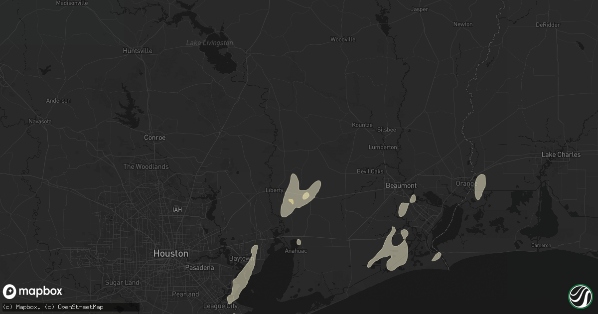 Hail map in Hull, TX on July 22, 2026