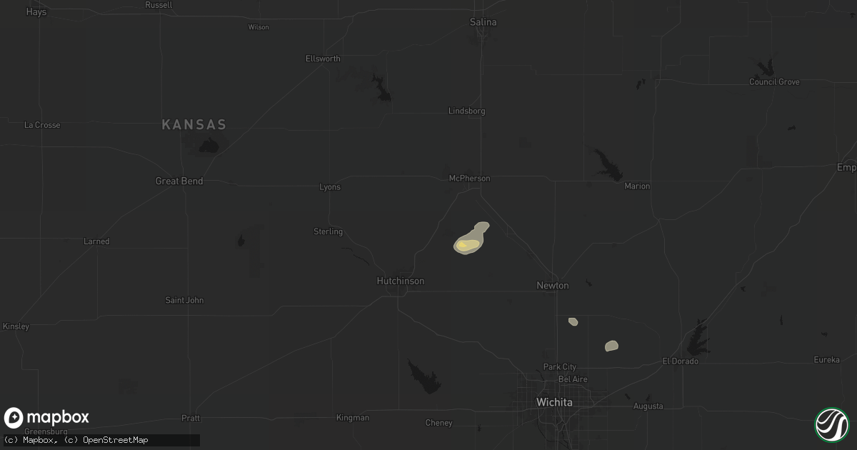 Hail map in Inman, KS on July 22, 2026