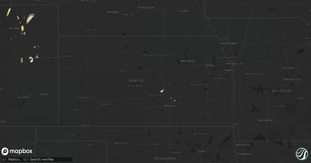 Hail map in Kansas on July 22, 2026