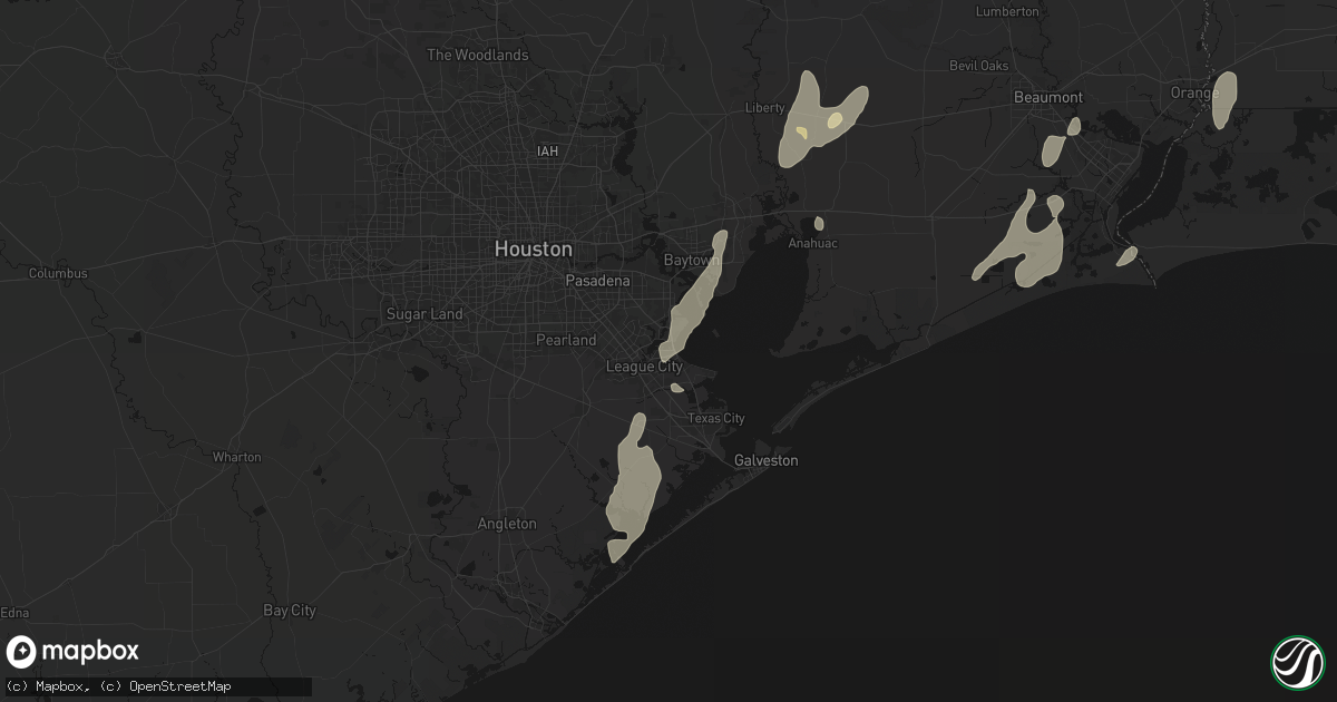 Hail map in Kemah, TX on July 22, 2026