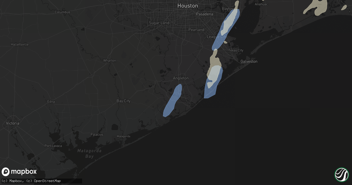 Hail map in Lake Jackson, TX on July 22, 2026