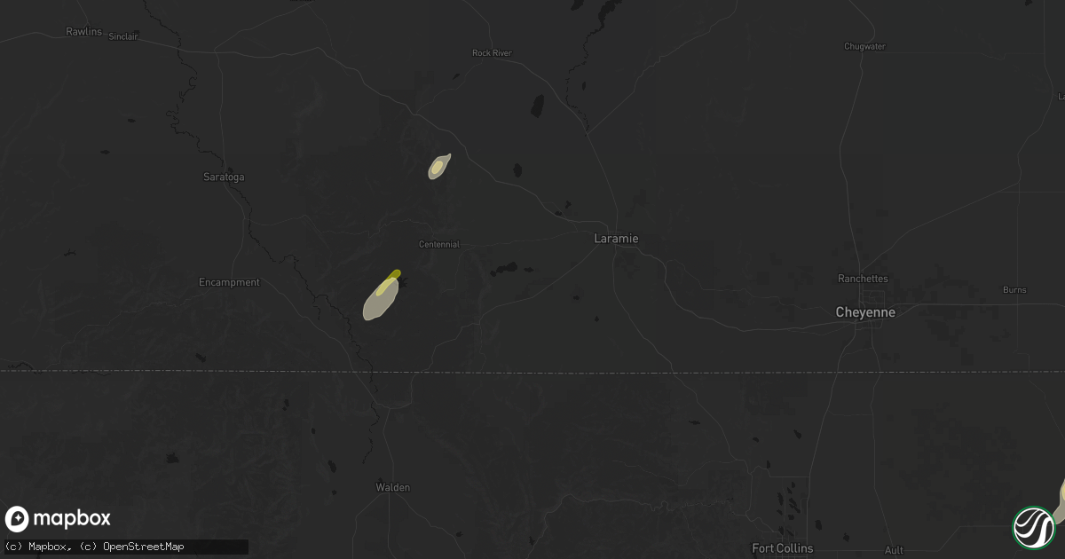 Hail map in Laramie, WY on July 22, 2026