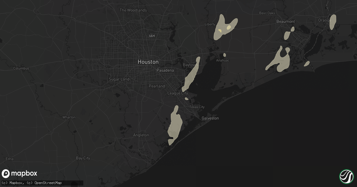 Hail map in League City, TX on July 22, 2026