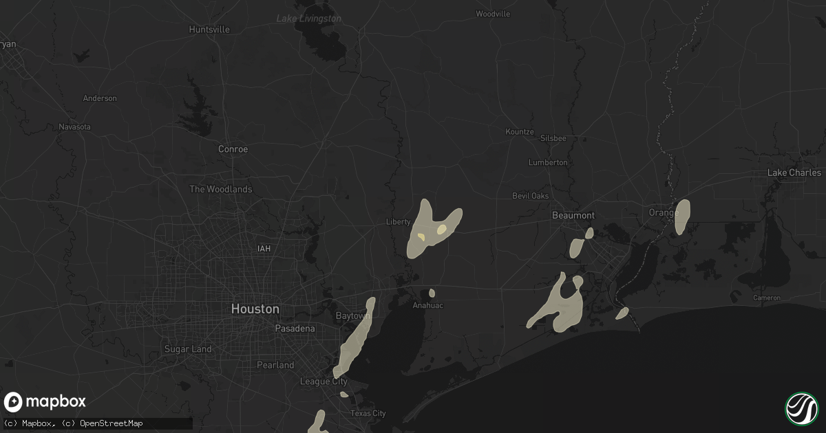 Hail map in Liberty, TX on July 22, 2026