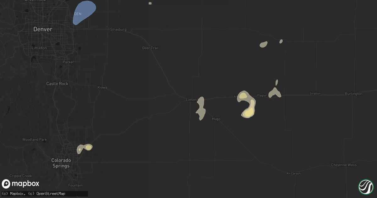 Hail map in Limon, CO on July 22, 2026