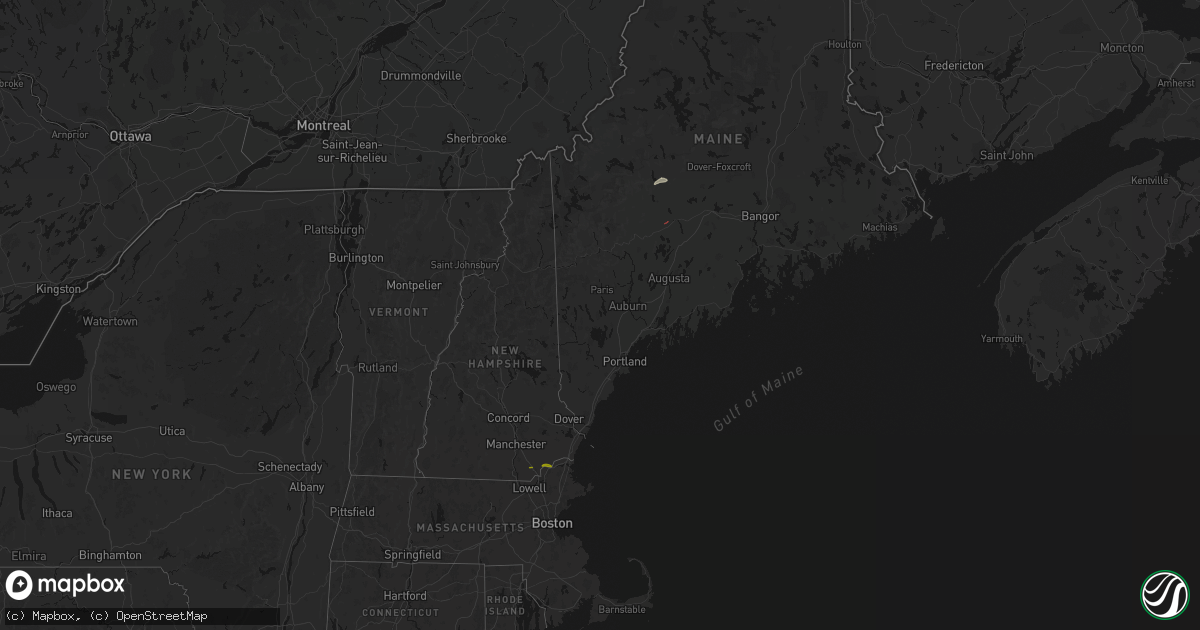Hail map in Maine on July 22, 2026