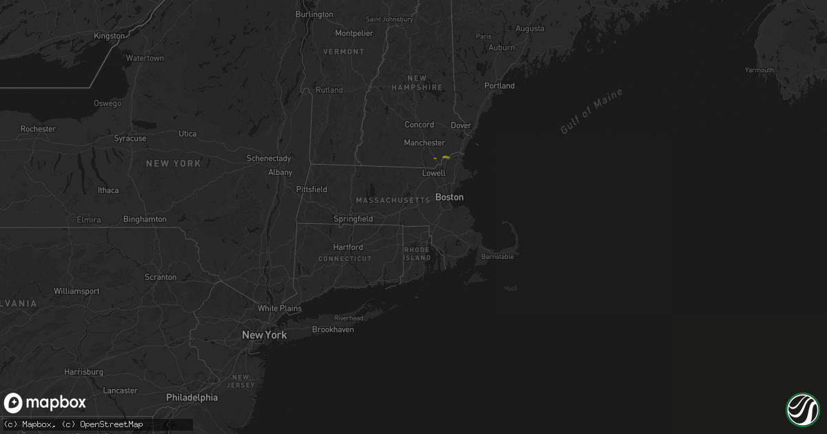 Hail map in Massachusetts on July 22, 2026