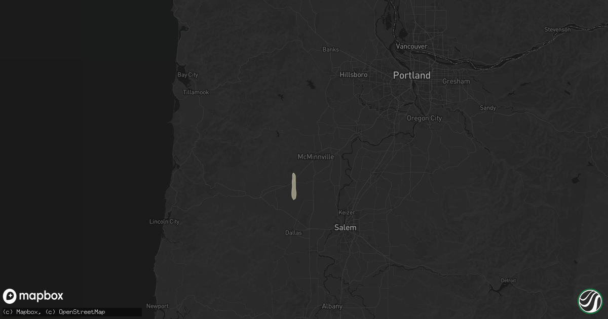 Hail map in Mcminnville, OR on July 22, 2026