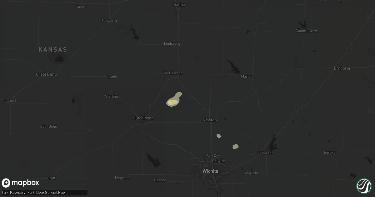 Hail map in Moundridge, KS on July 22, 2026