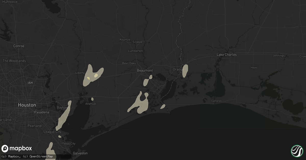 Hail map in Nederland, TX on July 22, 2026