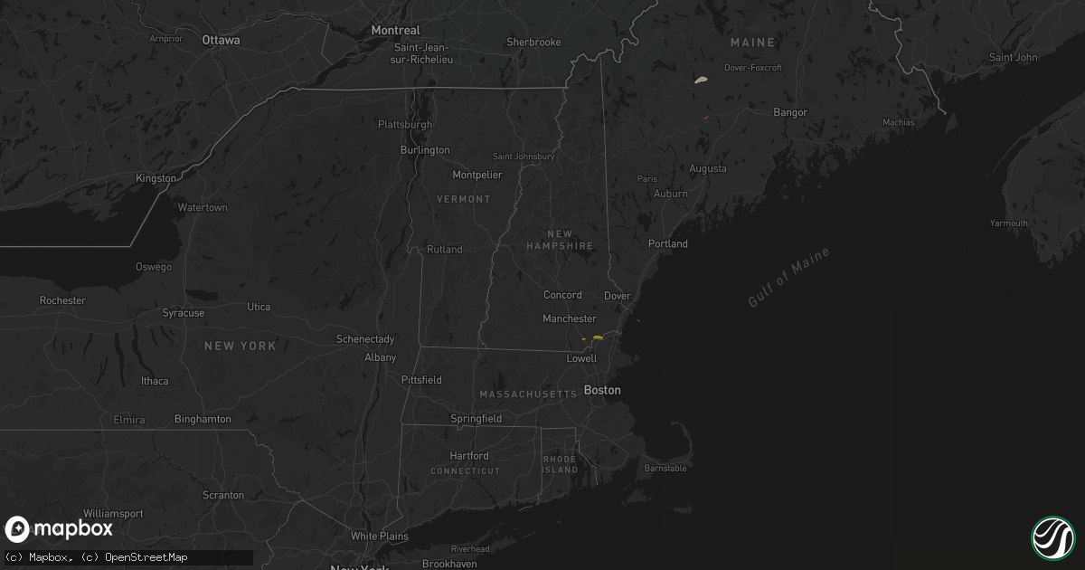 Hail map in New Hampshire on July 22, 2026