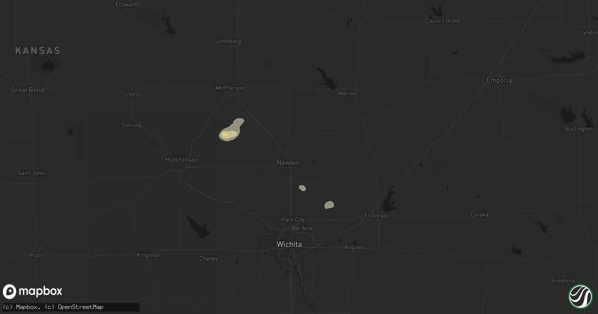 Hail map in Newton, KS on July 22, 2026
