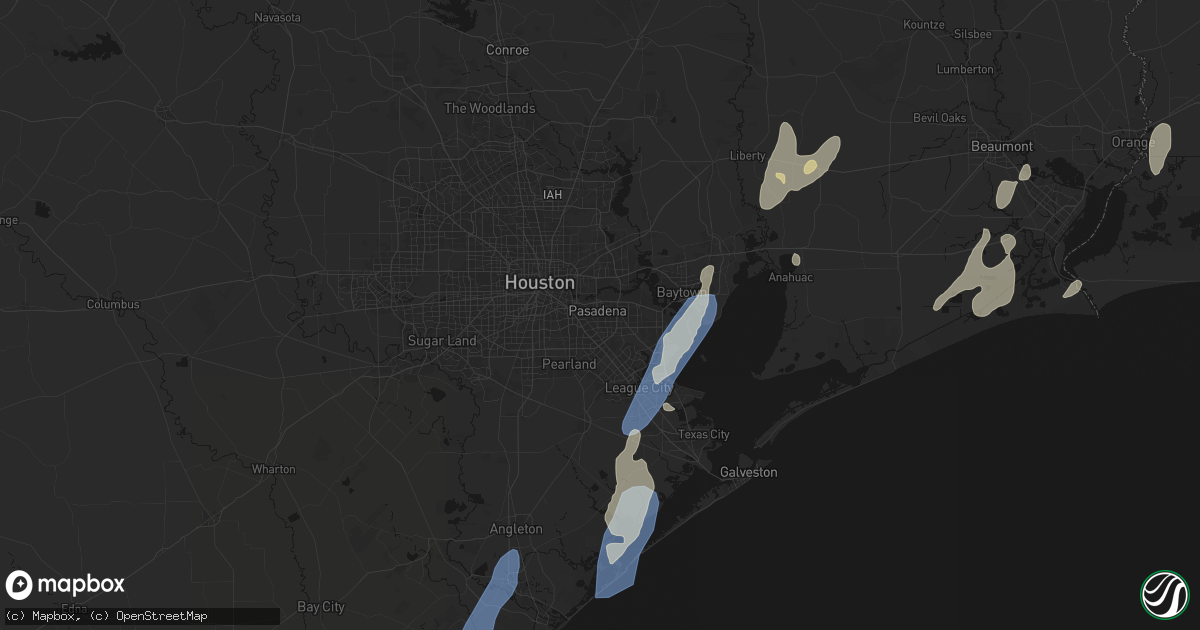 Hail map in Pasadena, TX on July 22, 2026