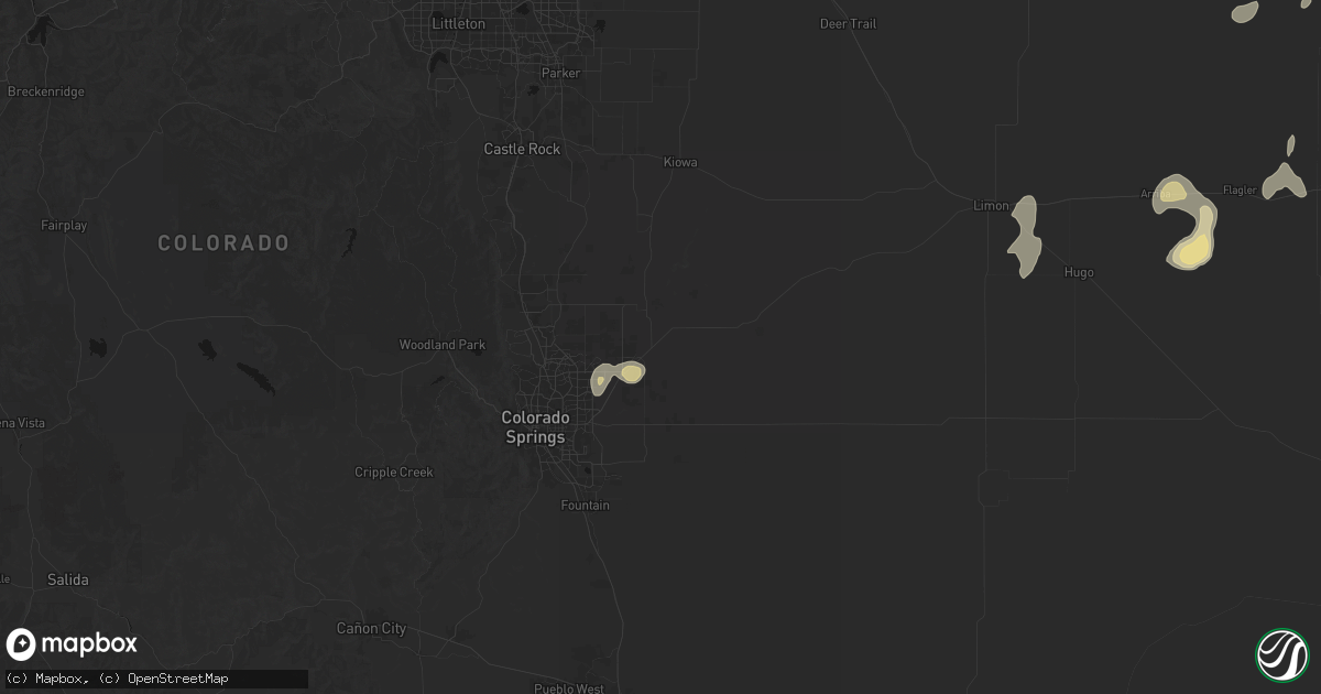 Hail map in Peyton, CO on July 22, 2026