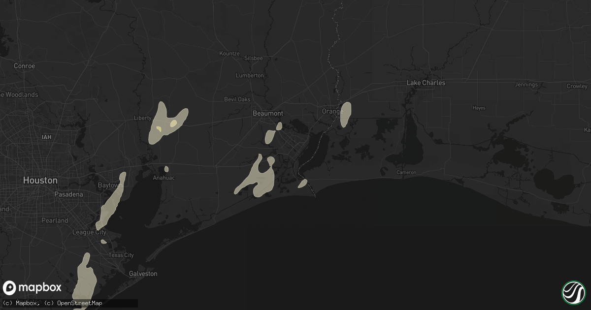 Hail map in Port Arthur, TX on July 22, 2026