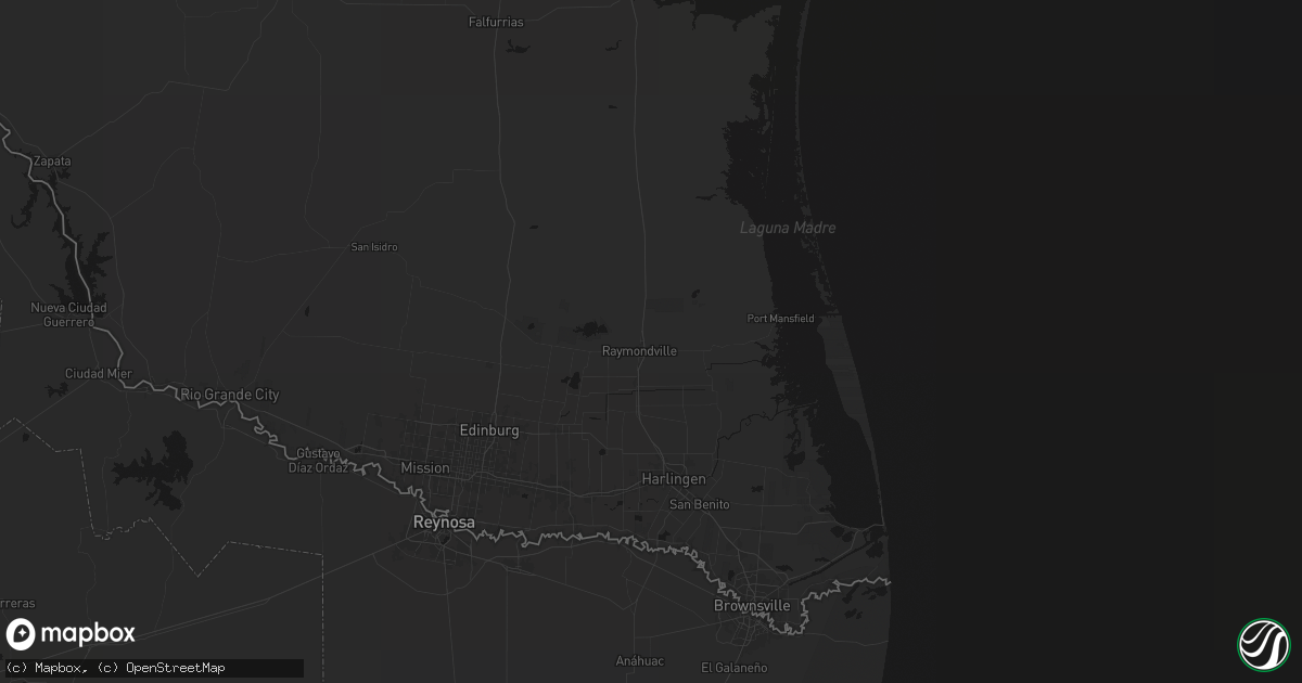 Hail map in Raymondville, TX on July 22, 2026
