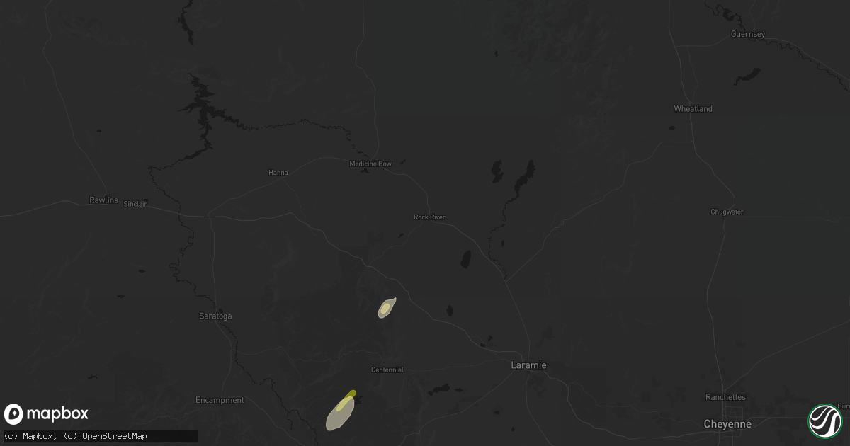 Hail map in Rock River, WY on July 22, 2026